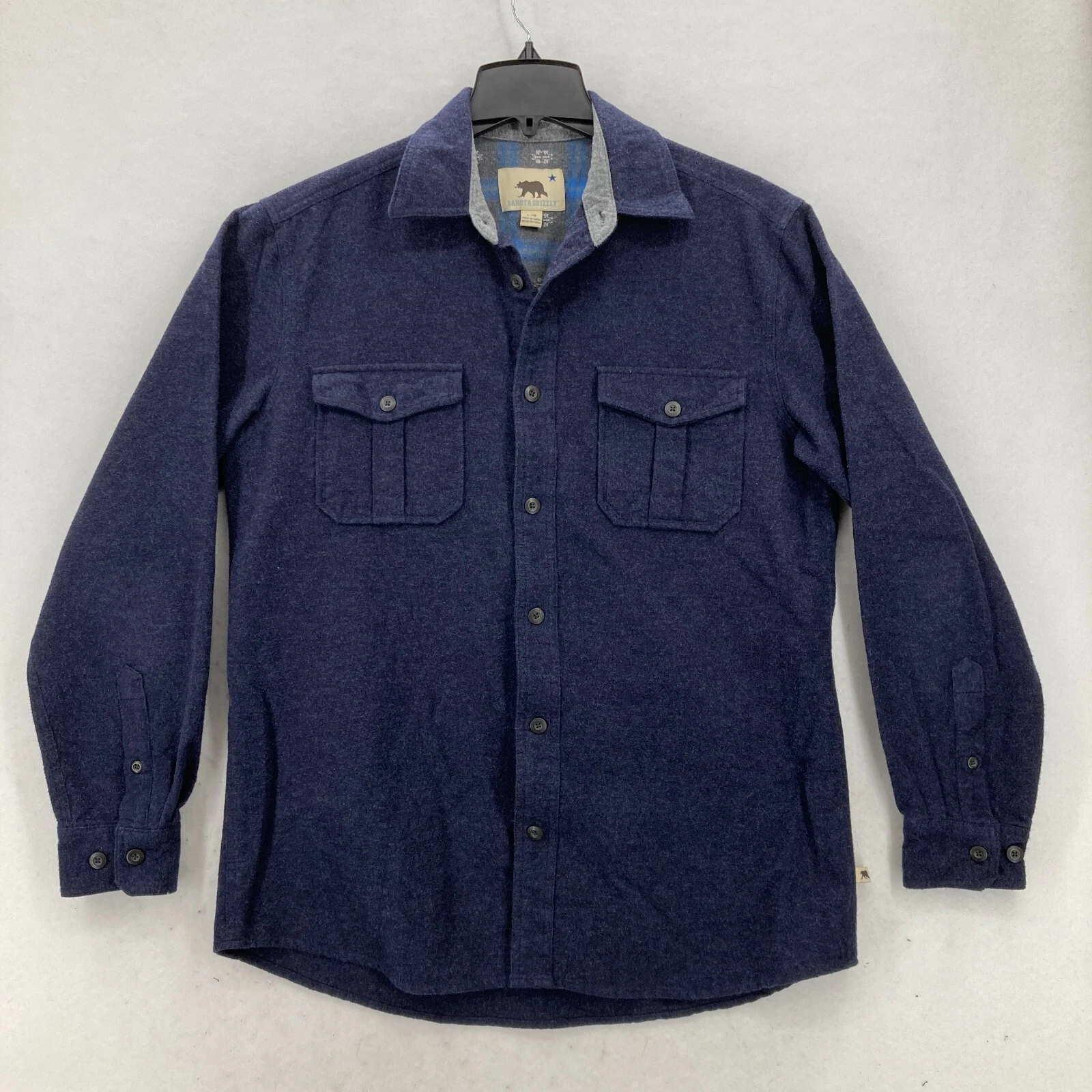 Dakota Grizzly Flannel Shirt Mens Large Dark Blue Button Up Long Sleeve Outdoors