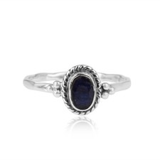 Natural Blue Sapphire Gemstone Ring 925 Silver Oxidized Handmade Jewelry