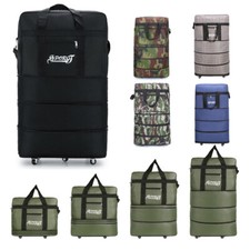 3-Layers Expandable Duffel Bag Suitcase Collapsible Rolling Wheeled Luggage Bag
