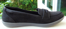 Clarks Cloudsteppers Ayla Form Penny Loafers Black Womens Vegan Suede Shoes 7 W