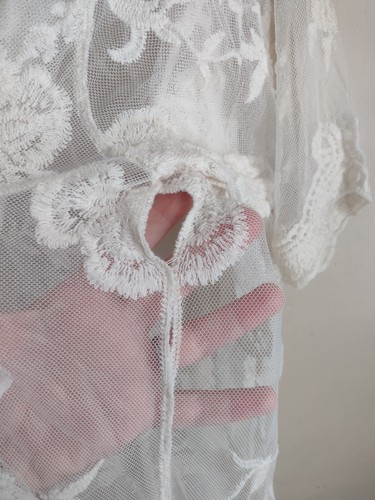 Boho Festival Lace Duster Kimono Cardigan Sz L Open Front Cottagecore Adiva - Picture 5 of 9