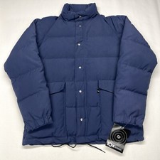 VTG 10X Down Jacket Mens XL Blue Puffer Coat Zip Navy Pocket Work Retro USA Made