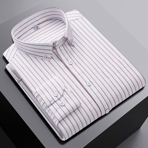 Mens Dress Oxford Shirts Formal Business Long Sleeves Cotton Casual Shirts Tops - Picture 4 of 15