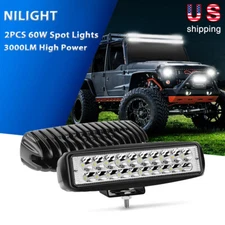 Nilight 2PCS 60W LED Light Bar Spot Off Road Driving Lamps 3000LM ATV SUV UTE 6"