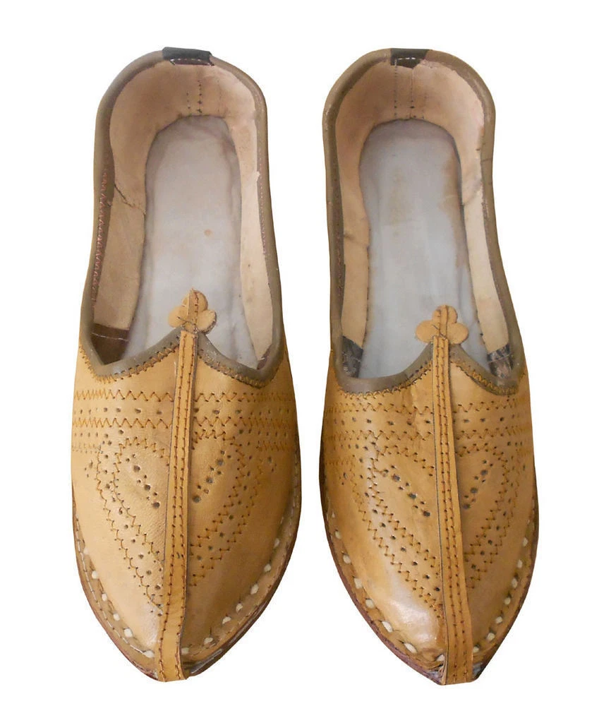 Men Mojari Leather Jutti Handmade Khussa Indian Punjabi Shoes US Style Flip Flop