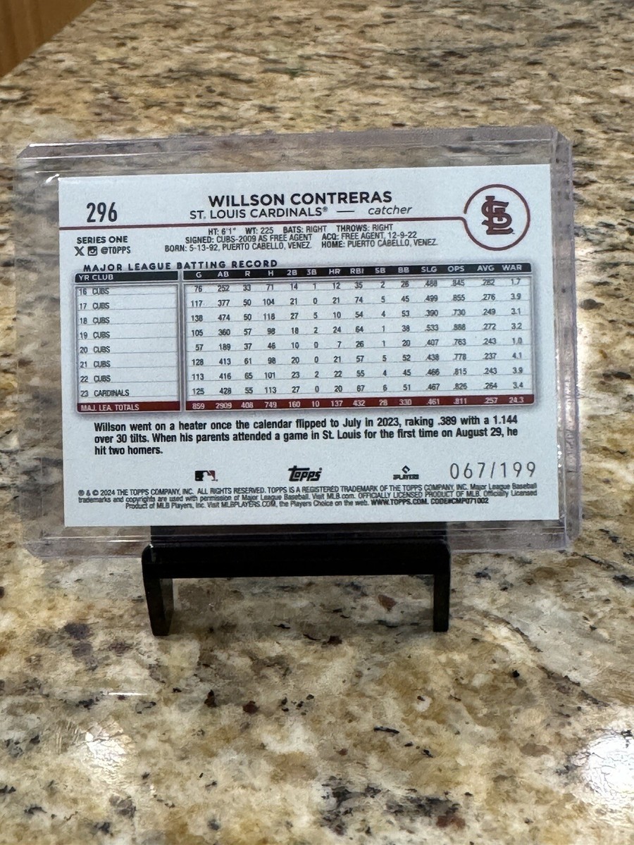 2024 Topps Series 1 Willson Contreras RED COLOR MATCH /199 2024 Topps Series 1 Willson Contreras RED COLOR MATCH /199
