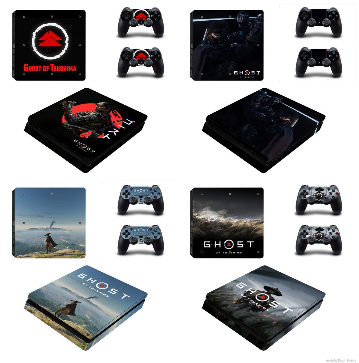 Ghost of Tsushima Decal Skin Sticker for Sony PS4 Slim Console & 2