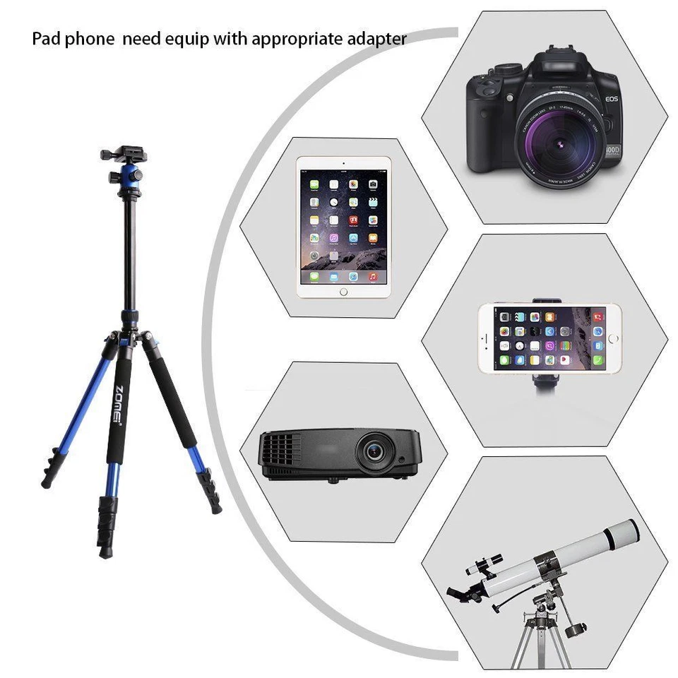 Soporte trípode profesional de aluminio Q555 con cabezal esférico para cámara Canon/Nikon Foto 4 de 4