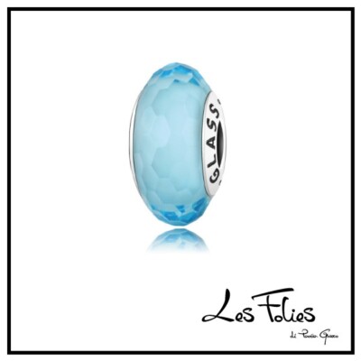 Charm Murrina Celeste vetro di Murano argento 925 - Les Folies (Modello Pandora)
