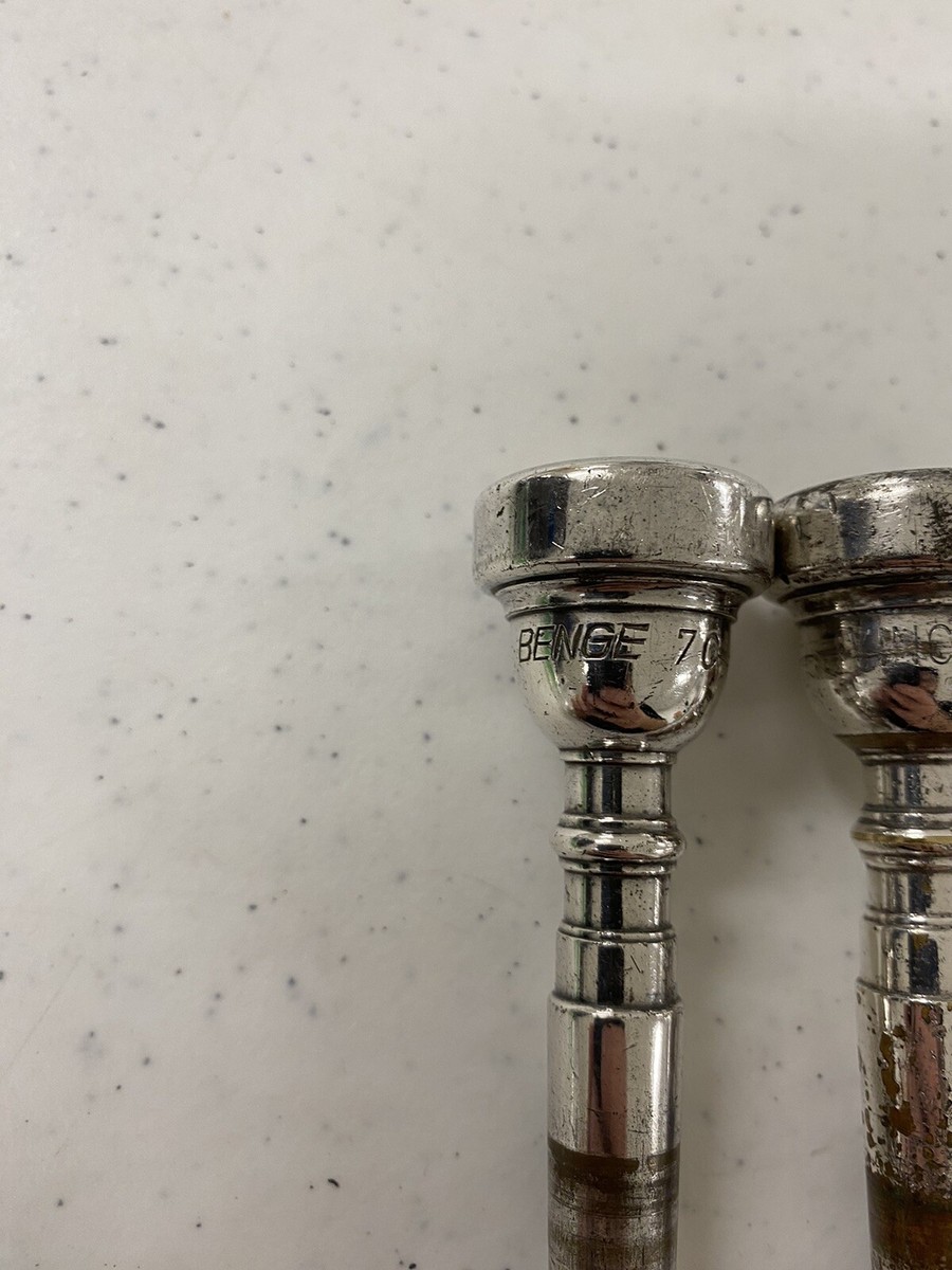 2 Vintage Benge 7C Silver Plated Trumpet Mouthpiece + Vincent Bach