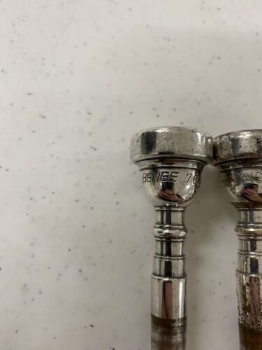 2 Vintage Benge 7C Silver Plated Trumpet Mouthpiece + Vincent Bach 5C Lot - Picture 2 of 14