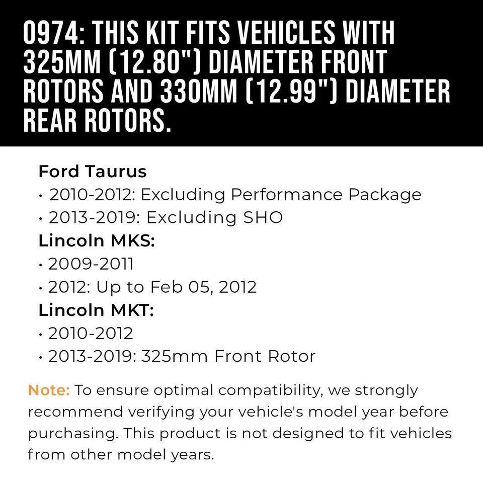 Front & Rear Drilled Slotted Rotors + Pads for Ford Explorer Flex Taurus MKT - Изображение 3 из 4