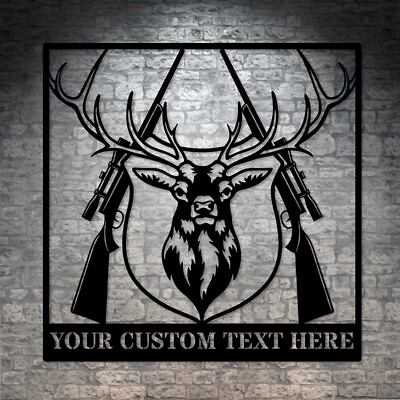 Personalized Deer Head Plaque Name Metal Sign. Customizable Hunting Wall Decor