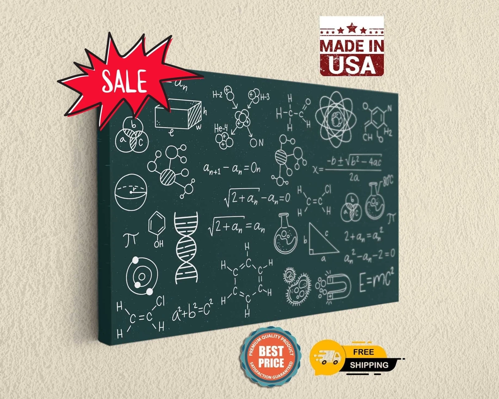 Physics Chemistry Canvas Chalkboard Equations Formulas Print Wall Art