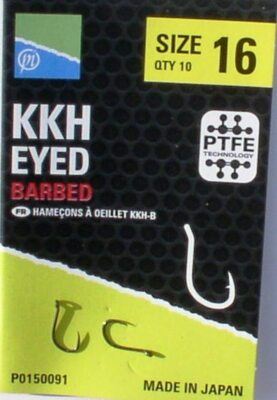 Preston KKH Feeder Hooks, Öhr-Haken Größe 8 bis 16 mit Widerhaken, KKH-Eyed