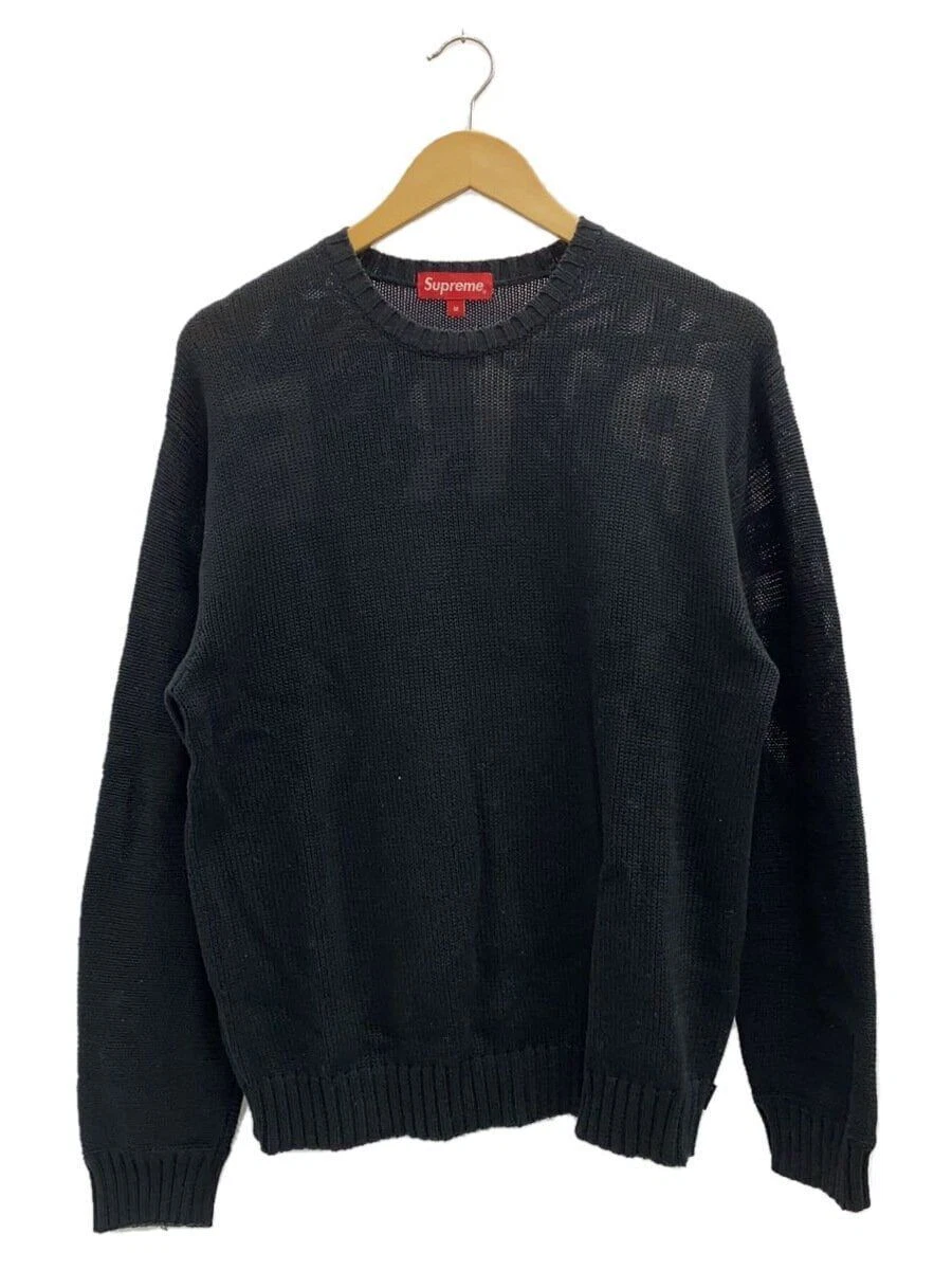 Pull tricot Supreme (mince coton moyen noir uni logo dos 20ss occasion