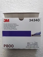 3M 34340  Series Abrasive Hand Sanding Sheets, 800 Grit, Fine, 25pk