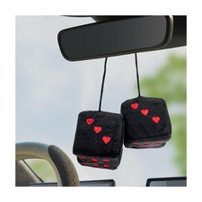 Gasedin 1 Pair Fuzzy Plush Dice For Car Mirror 3 Retro Square Black Red Gasedin 1 Pair Fuzzy Plush Dice For Car Mirror 3 Retro Square Black Red
