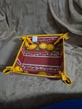 French Provencal Bread Basket Citron Lemons Orange/Yellow #2 Made In France
