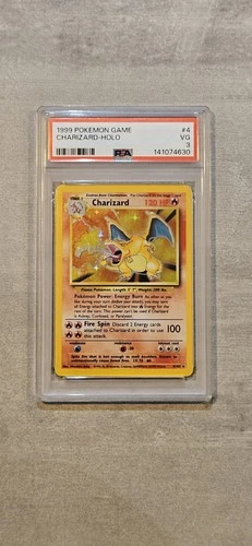 PSA 3 1999 Charizard Holo 4/102 Pokemon Card English Base Set Vintage