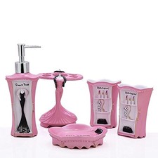 5 Piece Bathroom Accessories Set Collection Bath Set Features Soap Dispenser Too