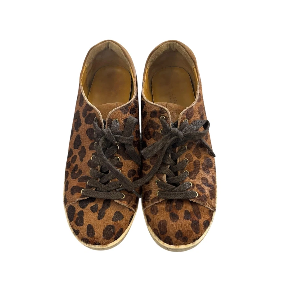 Sezane Womens Basket Brown Leopard Calf Hair Tennis Shoes EU 39 Sneakers Paris - Image 2 of 4