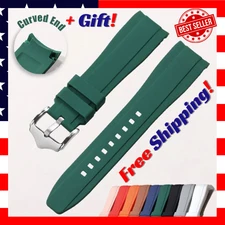 20mm 22mm Rubber Strap Curved End Silicone Watch Band for Swatch Omega +Gift