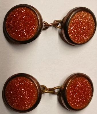 Boutons De Manchette Ronde pailette rouge 14mm - Photo 1/3
