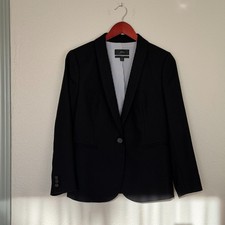 J.Crew One-Button Women's Blazer Jacket Parke Size 8P Black Wool