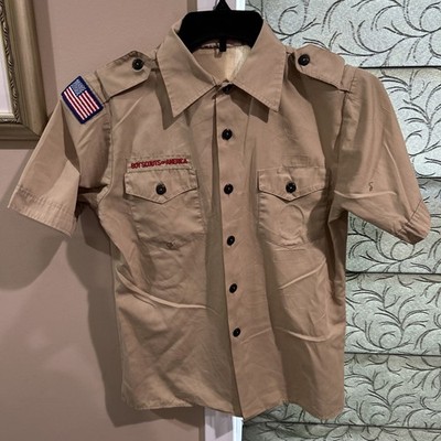 Boy Scout BSA UNIFORM Tan SHIRT Youth Large Short Sleeve J35