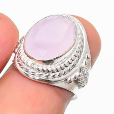 Pink Rose Quartz Gemstone 925 Sterling Silver Jewelry All Size Ring For Gift