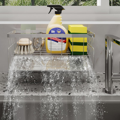 Adhesive Hanging Sponge Holder,Kitchen Sink Caddy Organizer,Kitchen Essentials-S
