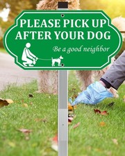 Heavy Duty Metal Clean Up After Your Dog Signs, 14" x 7" Aluminum Pick Up