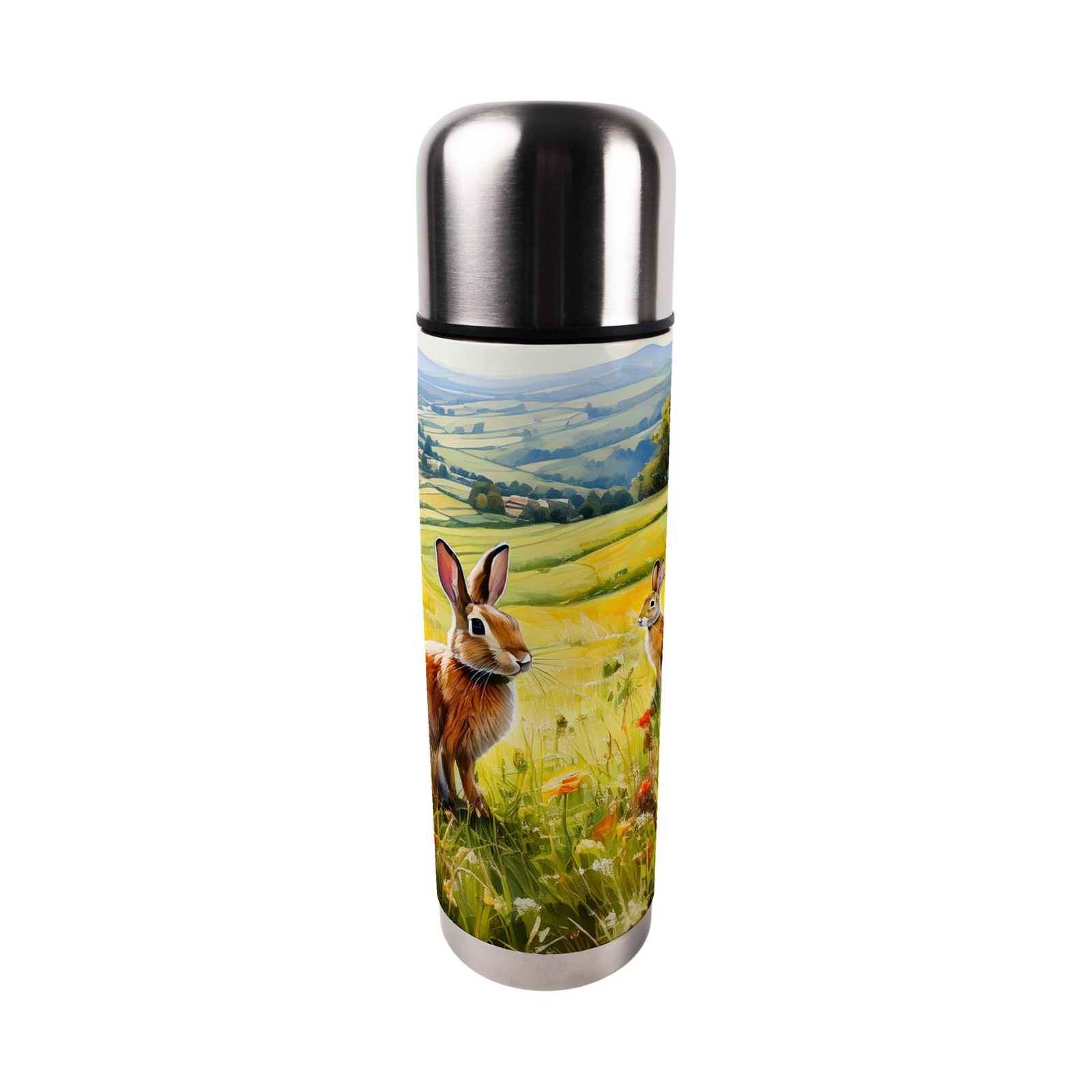 Wild Rabbits Thermal Flask - Large 750ml Stainless Steel Insulated Drinks Gift