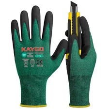 KAYGO Safety Work Gloves MicroFoam Nitrile Coated, 3 Pairs KG18N, Cut Resista...