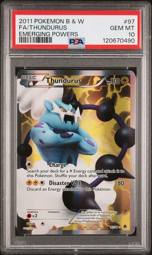 2011 POKEMON BLACK & WHITE EMERGING POWERS #97 FULL ART/THUNDURUS PSA 10