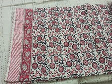 Indian Hand Block Print Twin Size Cotton Kantha Quilt Throw Blanket Bedspread