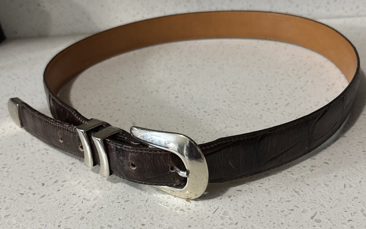 Brighton Onyx Women’s Leather Belt Size 36 Brown Croc Embossed USA Made NWOT Skinny Georgia Belt in Brown Croc main image 3