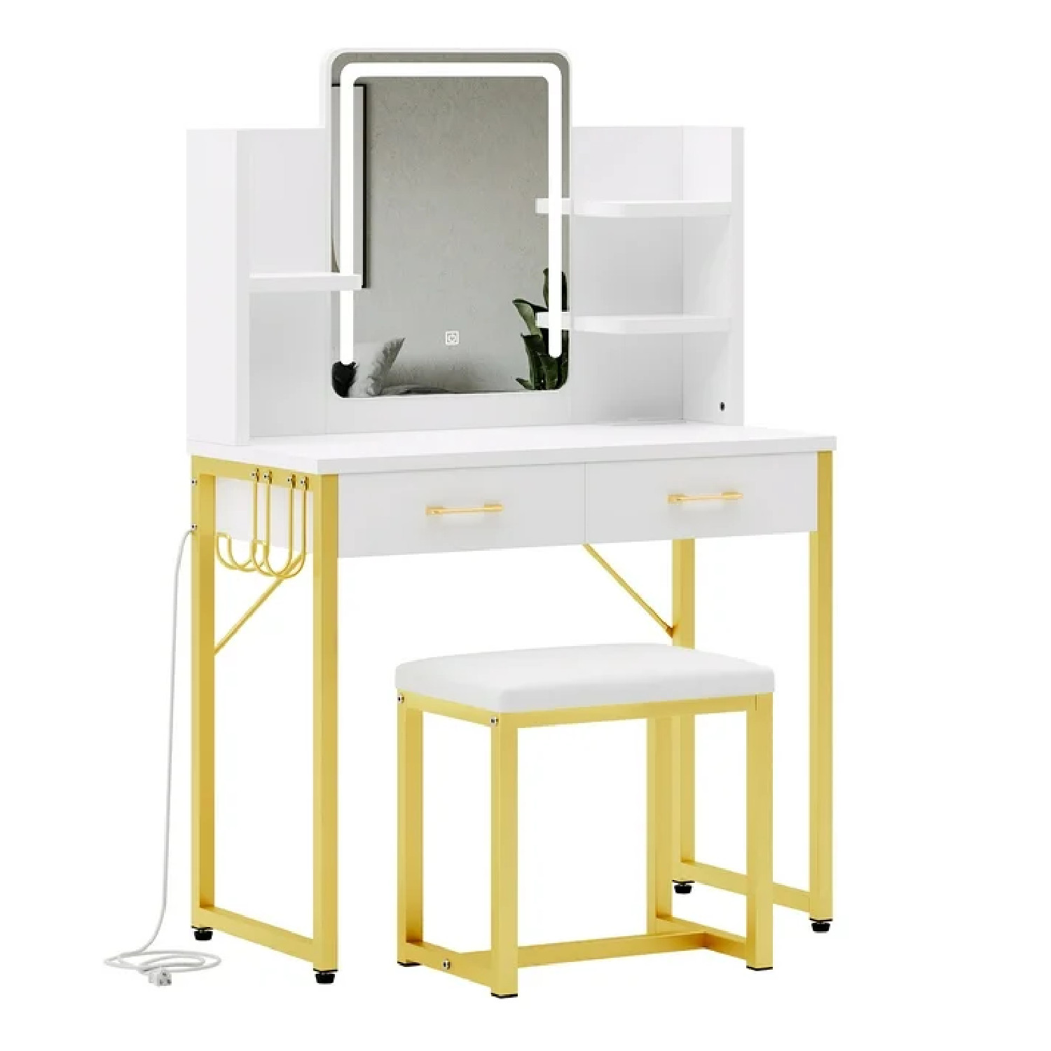 Bestier Makeup Vanity Set with Mirror and Lights White 19090₽