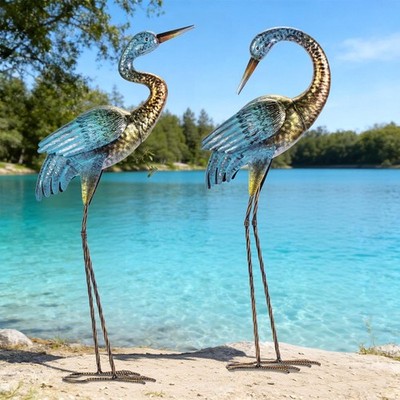 Natelf Garden Crane Statues Outdoor, Standing Blue Heron 25.98 inches, 1