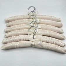 Padded Hangers 6 Pack Ivory Satin Fabric Clothes Hangers with Bows