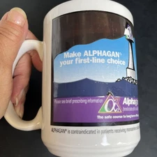 Alphagan Allergan 1999 Ad Coffee Mug Cup Pharmaceutical  Prescription Drug Rep