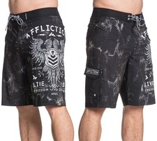 Affliction Board Shorts Men  s 36 Value Freedom Swim Trunks Live Fast Eagle