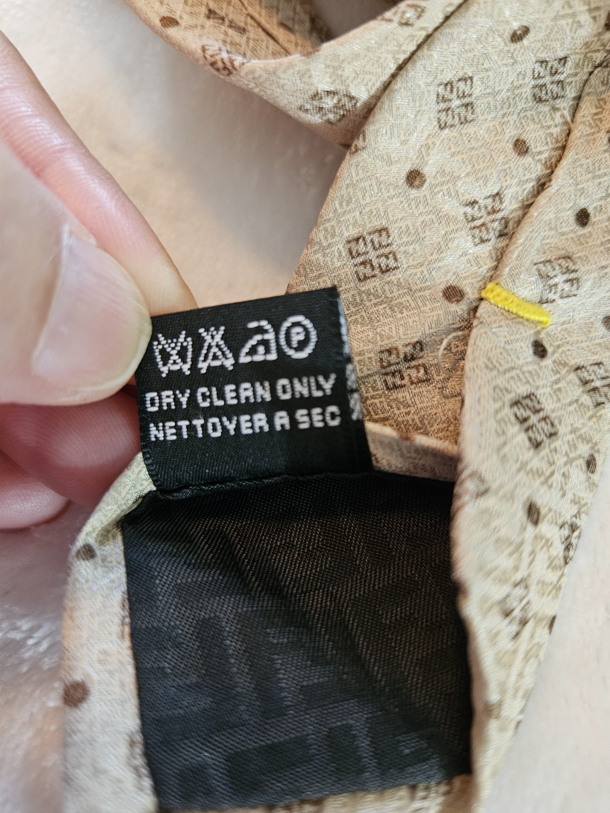 Fendi Beige Elegant Geometric Patterned 100% Silk… - image 8