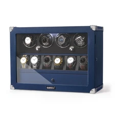 Leather Automatic 4 Watch Winder Box with 6 Watch Display Storage Case LED Gift