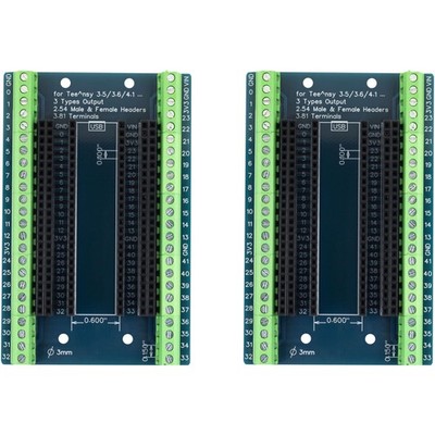 2 Pack Terminal GPIO Breakout Board for Teensy 3.5/3.6/4.1 Module Female Header