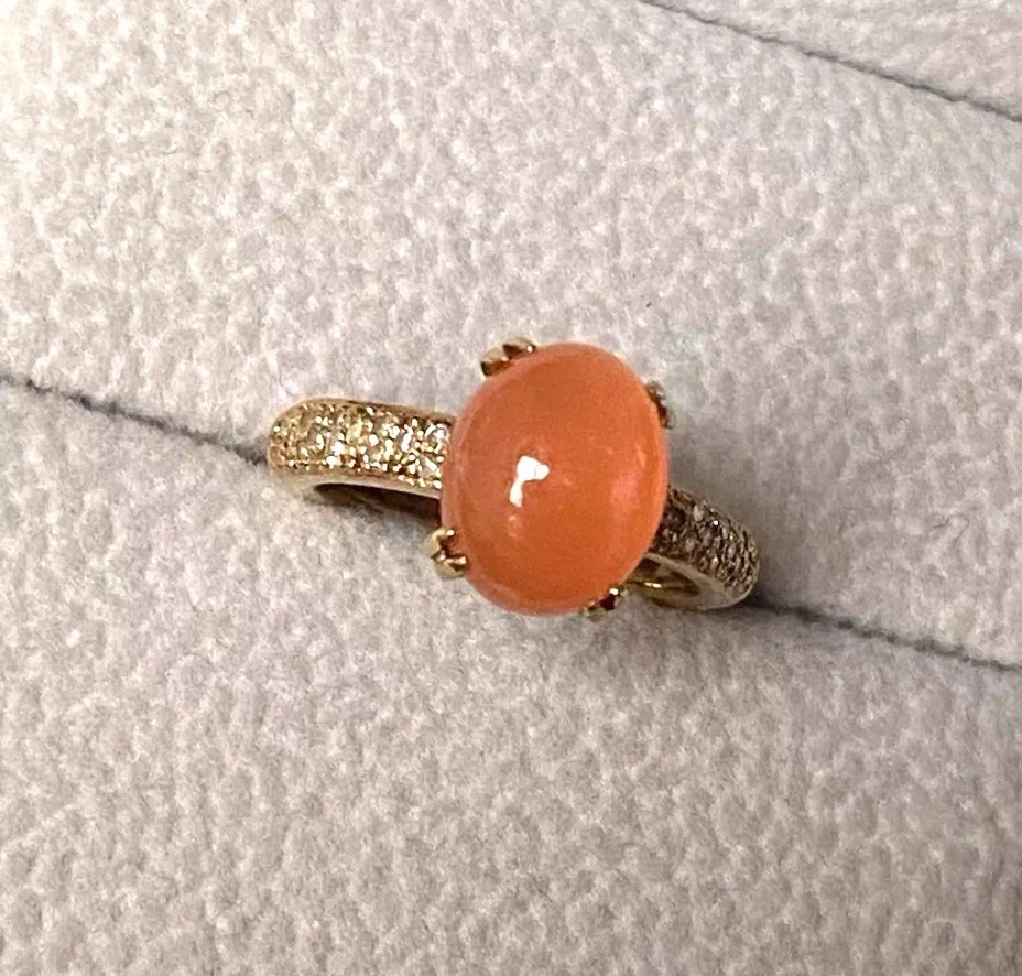 Damenring Ring 3,82g 333 8K Gold Gelbgold Diamanten 0,14Ct Mondstein Kein 585 75 - Bild 3 von 4