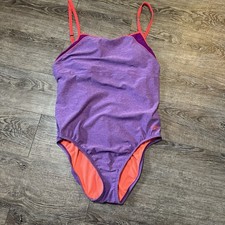 Speedo One Piece Fitness Swimsuit Size 14 Large Colorblock Clip Back Heathered