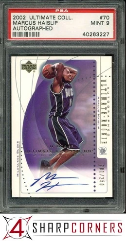 2002 ULTIMATE COLLECTION AUTOGRAPH #70 MARCUS HAISLIP RC #/250 POP 1 PSA 9
