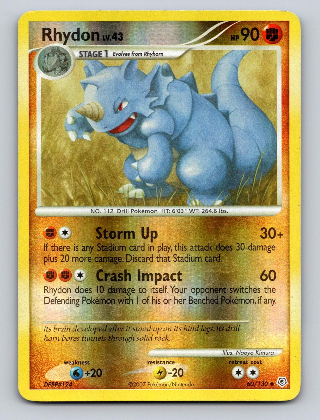 Rhydon 60/130 Uncommon Diamond & Pearl Pokemon Reverse Holo LP/MP